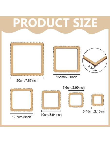 Kit de Telar de Madera BENECREAT 6 Tamaños 4.5mm DIY