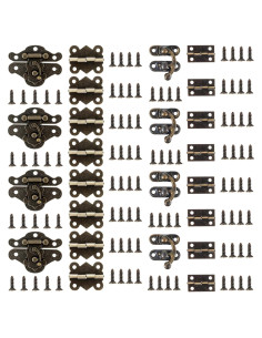 Juego de 24 Bisagras y Cerraduras Retro Psyqtsuary Bronce