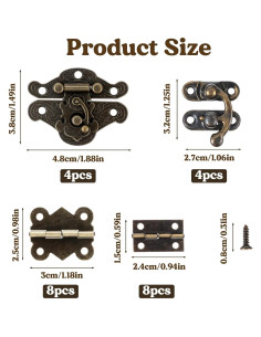 Juego de 24 Bisagras y Cerraduras Retro Psyqtsuary Bronce 2