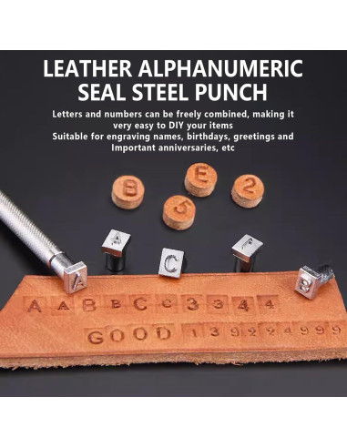 Kit de Estampado en Cuero RJLCTH - 37 Piezas, Sellos 6 mm