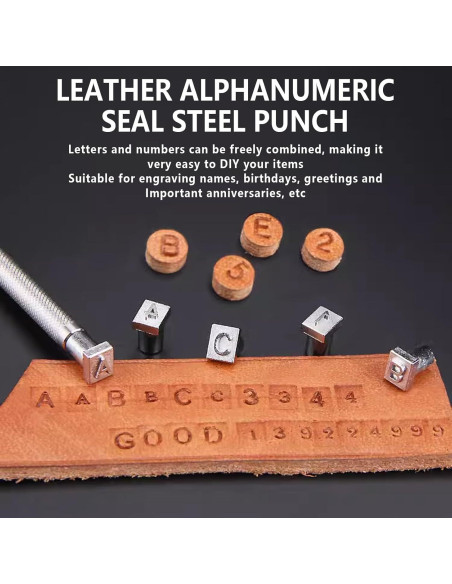 Kit de Estampado en Cuero RJLCTH - 37 Piezas, Sellos 6 mm
