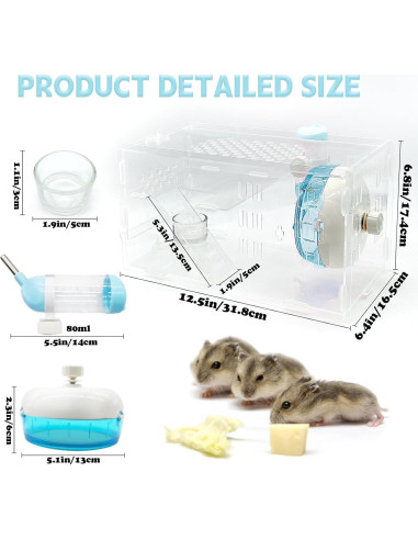 Jaula para Hámster Enano Kathson Acrílica Azul 31.75x16.5x17.4cm
