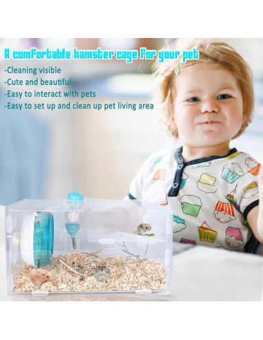 Jaula para Hámster Enano Kathson Acrílica Azul 31.75x16.5x17.4cm