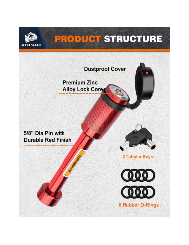 Cerradura de Enganche METOWARE para Remolque 2" y 2-1/2"