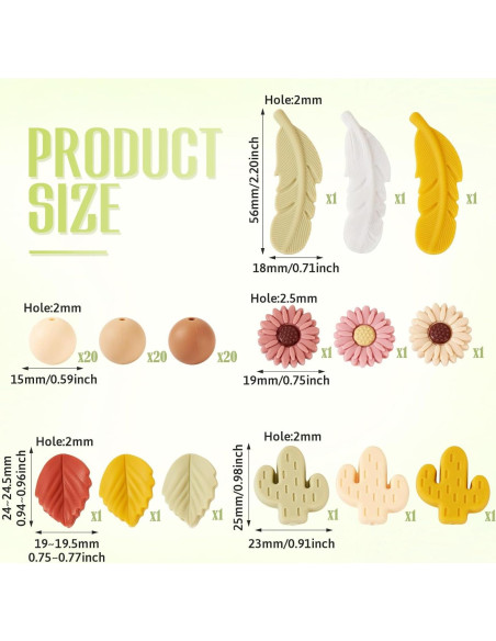 72 Perlas Focales de Silicona Craftdady - 15mm y Formas Variadas