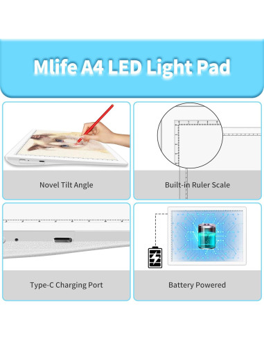 Caja de Luz LED Recargable Mlife A4 para Calcar Vinilo