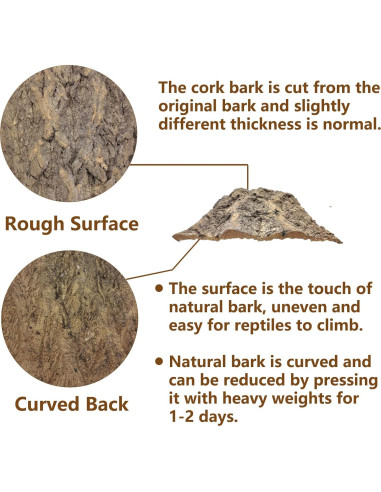 Fondo de Corteza de Corcho Natural Tfwadmx 30x20cm para Reptiles
