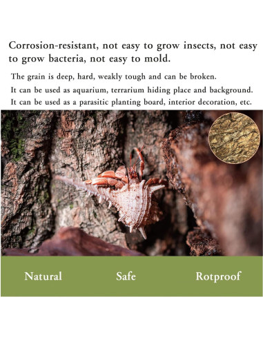 Fondo de Corteza de Corcho Natural Tfwadmx 30x20cm para Reptiles