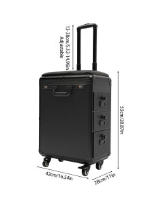 Estuche de Maquillaje Rodante BIXIBIN 42x28x53cm Negro 2