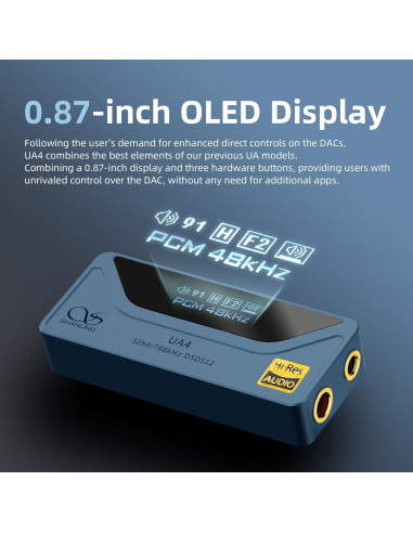 Amplificador de Auriculares SHANLING UA4 Azul, DAC USB Portátil 768kHz