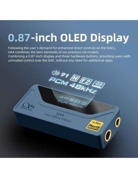Amplificador de Auriculares SHANLING UA4 Azul, DAC USB Portátil 768kHz