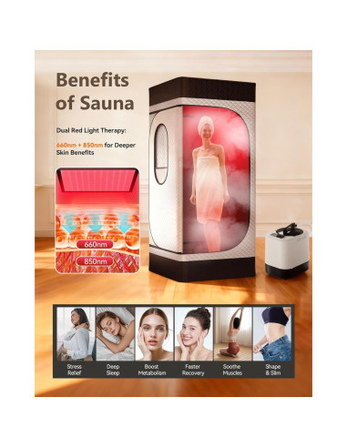 Caja de Sauna Infrarroja Portátil Noerishia 1200W 3L