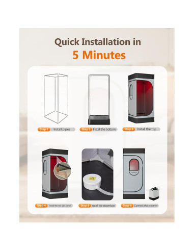 Caja de Sauna Infrarroja Portátil Noerishia 1200W 3L