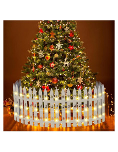 Cerca de Madera para Árbol de Navidad Sasylvia 3.35 m con Luces LED