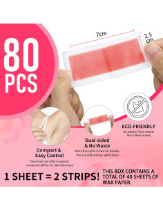 80 Tiras de Cera Depilatoria GEWJEK para Piel Sensible 2