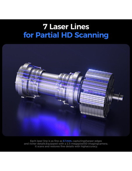 Escáner 3D Creality Raptor Pro 0.02mm 22+7 Láser Azul