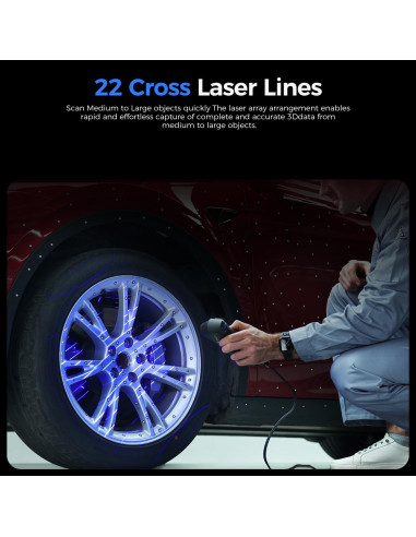 Escáner 3D Creality Raptor Pro 0.02mm 22+7 Láser Azul