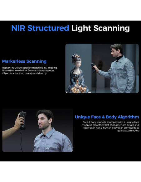 Escáner 3D Creality Raptor Pro 0.02mm 22+7 Láser Azul