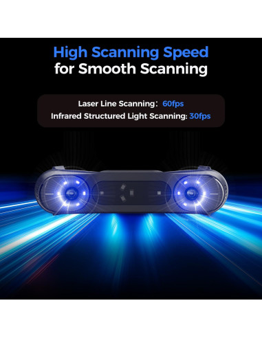 Escáner 3D Creality Raptor Pro 0.02mm 22+7 Láser Azul