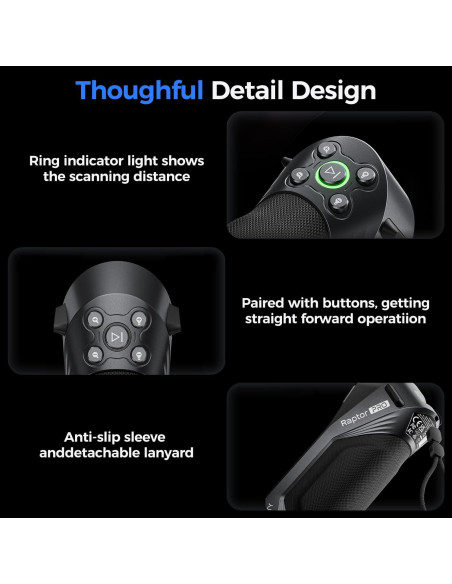 Escáner 3D Creality Raptor Pro 0.02mm 22+7 Láser Azul