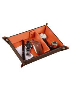 Bandeja Organizadora de Llaves YAPISHI de Cuero Naranja