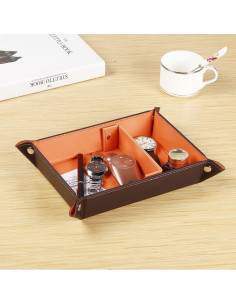 Bandeja Organizadora de Llaves YAPISHI de Cuero Naranja 2