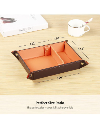 Bandeja Organizadora de Llaves YAPISHI de Cuero Naranja