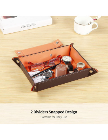 Bandeja Organizadora de Llaves YAPISHI de Cuero Naranja