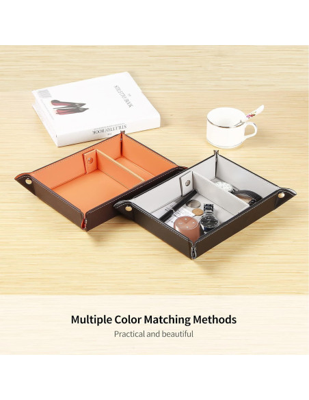 Bandeja Organizadora de Llaves YAPISHI de Cuero Naranja