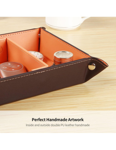 Bandeja Organizadora de Llaves YAPISHI de Cuero Naranja