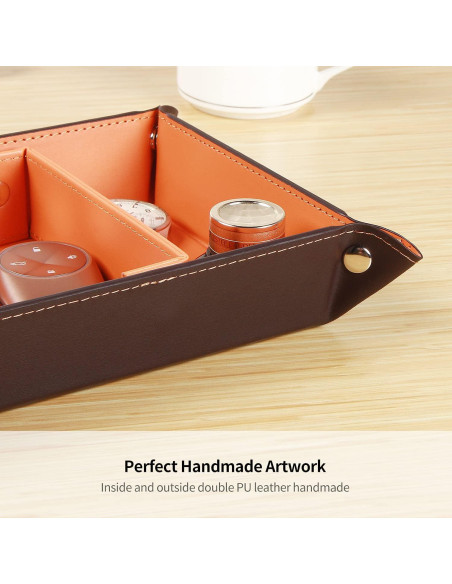 Bandeja Organizadora de Llaves YAPISHI de Cuero Naranja