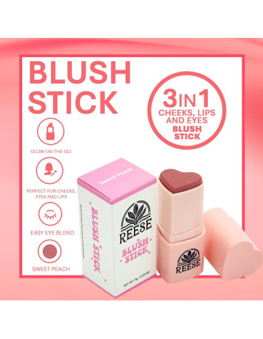 Barra de Rubor Multifuncional Reese - Durazno Dulce 3 en 1