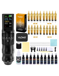 Kit de Tatuaje Inalámbrico YILONG con Pluma y 20 Agujas