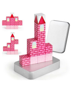 Bloques de Construcción Magnéticos 3 Nutrias - Castillo Rosa 12 Piezas