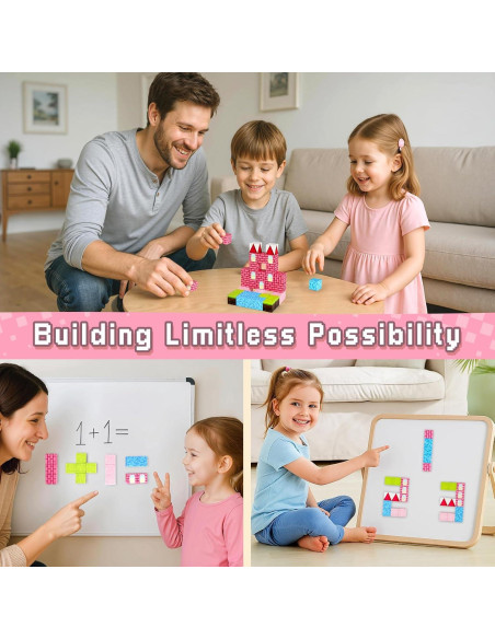 Bloques de Construcción Magnéticos 3 Nutrias - Castillo Rosa 12 Piezas