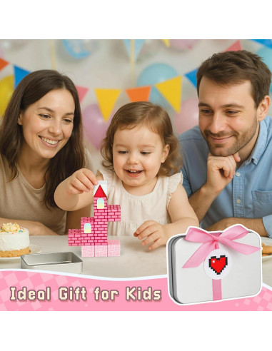 Bloques de Construcción Magnéticos 3 Nutrias - Castillo Rosa 12 Piezas