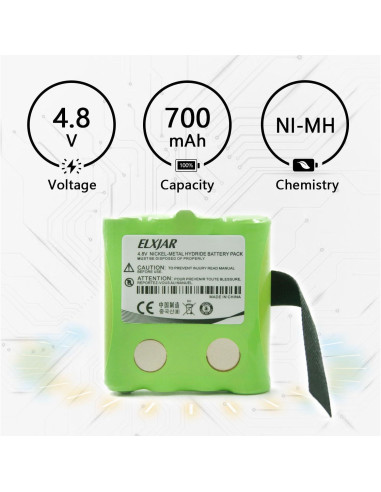 Paquete de 5 Baterías Ni-MH 4.8V 700mAh elxjar para Radios