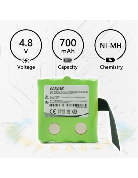 Paquete de 5 Baterías Ni-MH 4.8V 700mAh elxjar para Radios
