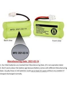 Batería Ni-MH iMah BT183342 2-Pack 2.4V 400mAh AAA 2