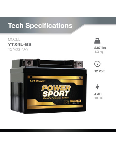 Batería AGM 12V 4Ah ExpertPower PowerSport YTX4L-BS