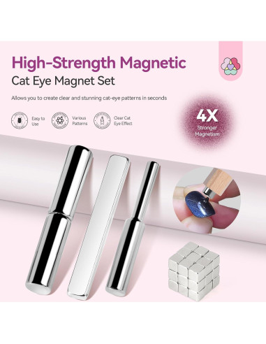 SAVILAND Kit 6 Imán Ojo de Gato para Uñas Gel Efecto