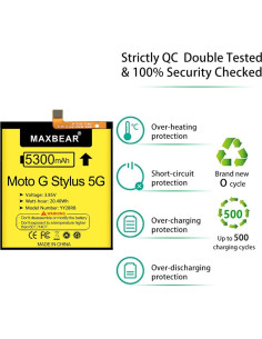 Batería de Reemplazo MAXBEAR 5300mAh para Moto G Stylus 5G 2