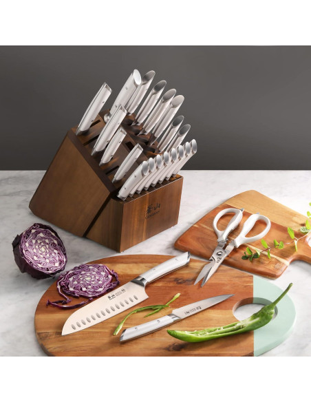 Juego de Cuchillos Cangshan HELENA 23 Piezas Acero Forjado Blanco