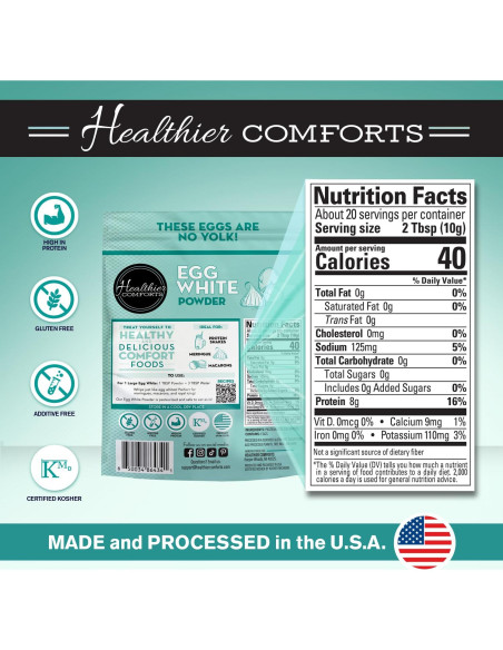 Polvo de Clara de Huevo Healthier Comforts 198 g | Alto en Proteínas