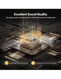 Micrófono USB MAONO AU-A04E para Podcast y Streaming Negro 2