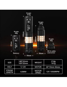 Kit de Tatuaje Ambition Soldier Inalámbrico 20 Agujas 2