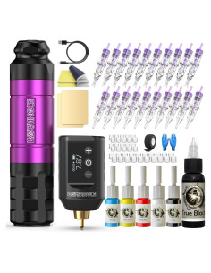 Kit de Tatuaje Inalámbrico Profesional WTK278 1500mAh Azul