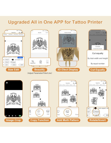 Impresora de Tatuajes Inalámbrica Meihengtong P8008 A4