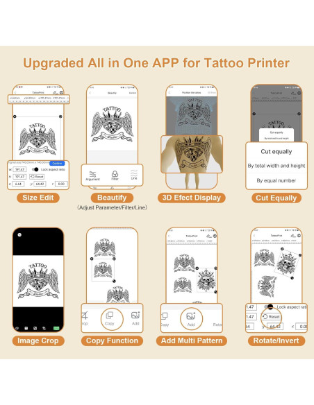 Impresora de Tatuajes Inalámbrica Meihengtong P8008 A4