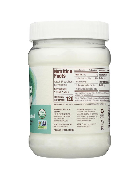 Aceite de Coco Orgánico Extra Virgen Nutiva 1521.6 ml